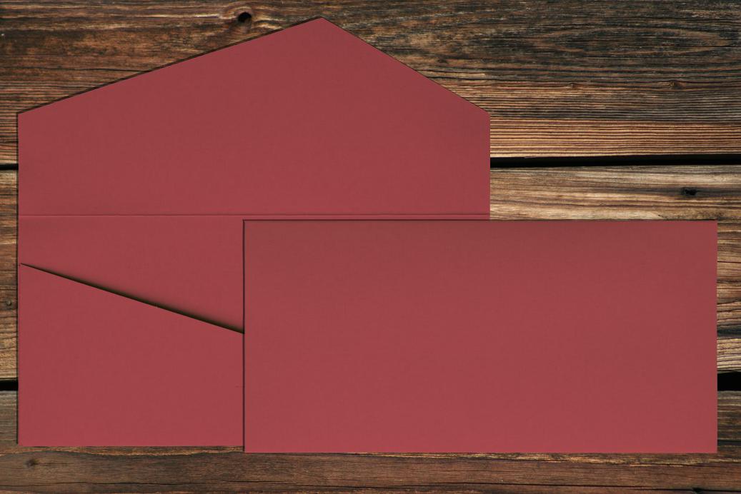 Geschenkkarte DL 110x220 mm Rosso gerippt 220 g/qm